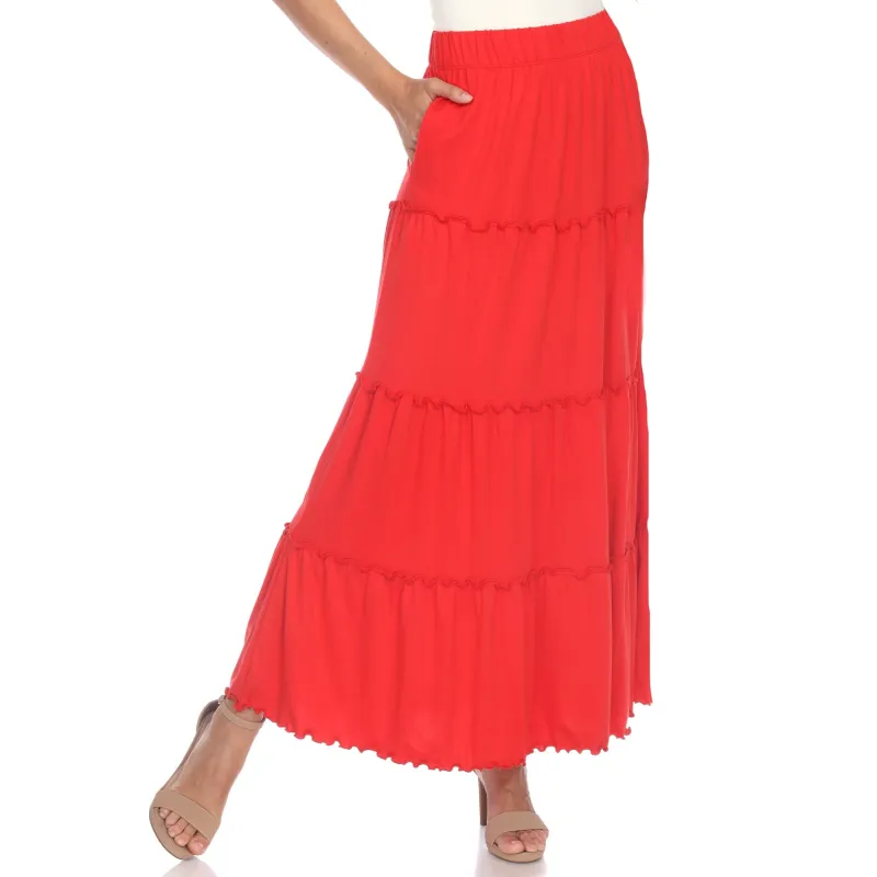 White Mark Women's Tiered Maxi Skirt sold by Zulily