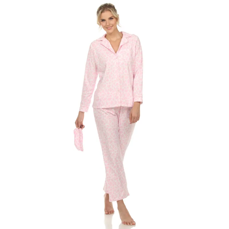 White Mark Women's Three-Piece Giraffe Print Pajama Set sold by Zulily