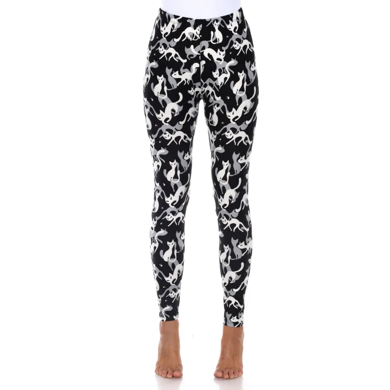 White Mark Women's Super Soft Cat Printed Leggings sold by Zulily