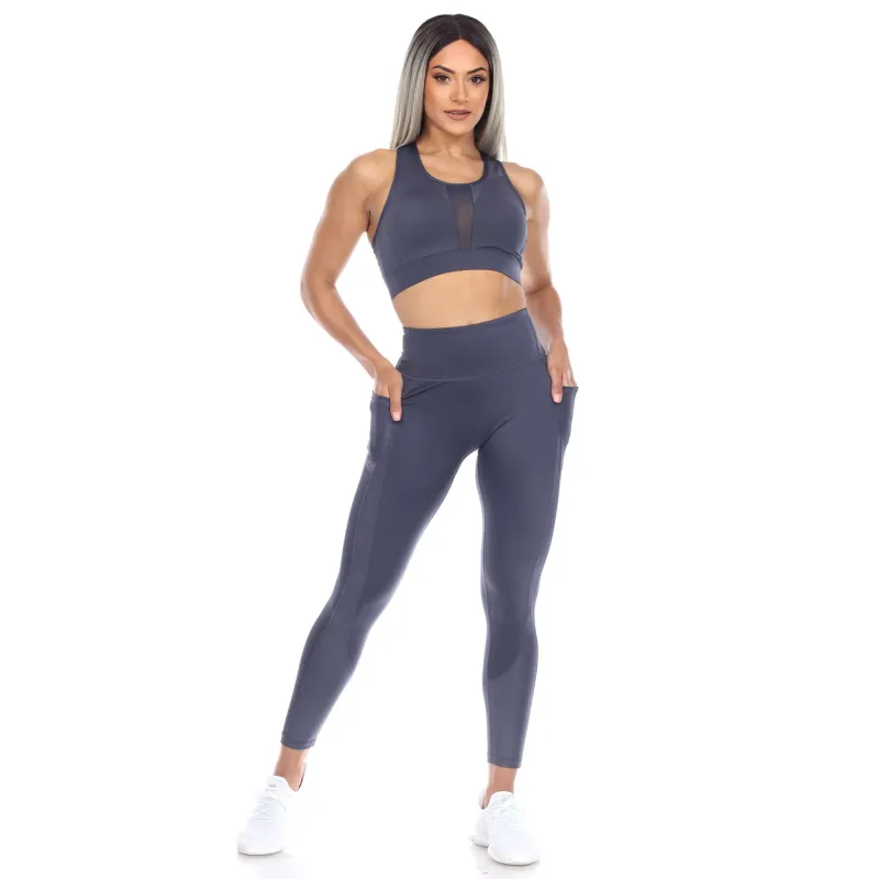 White Mark Women's Racer Back Sports Bra & Mesh Leggings Set sold by Zulily