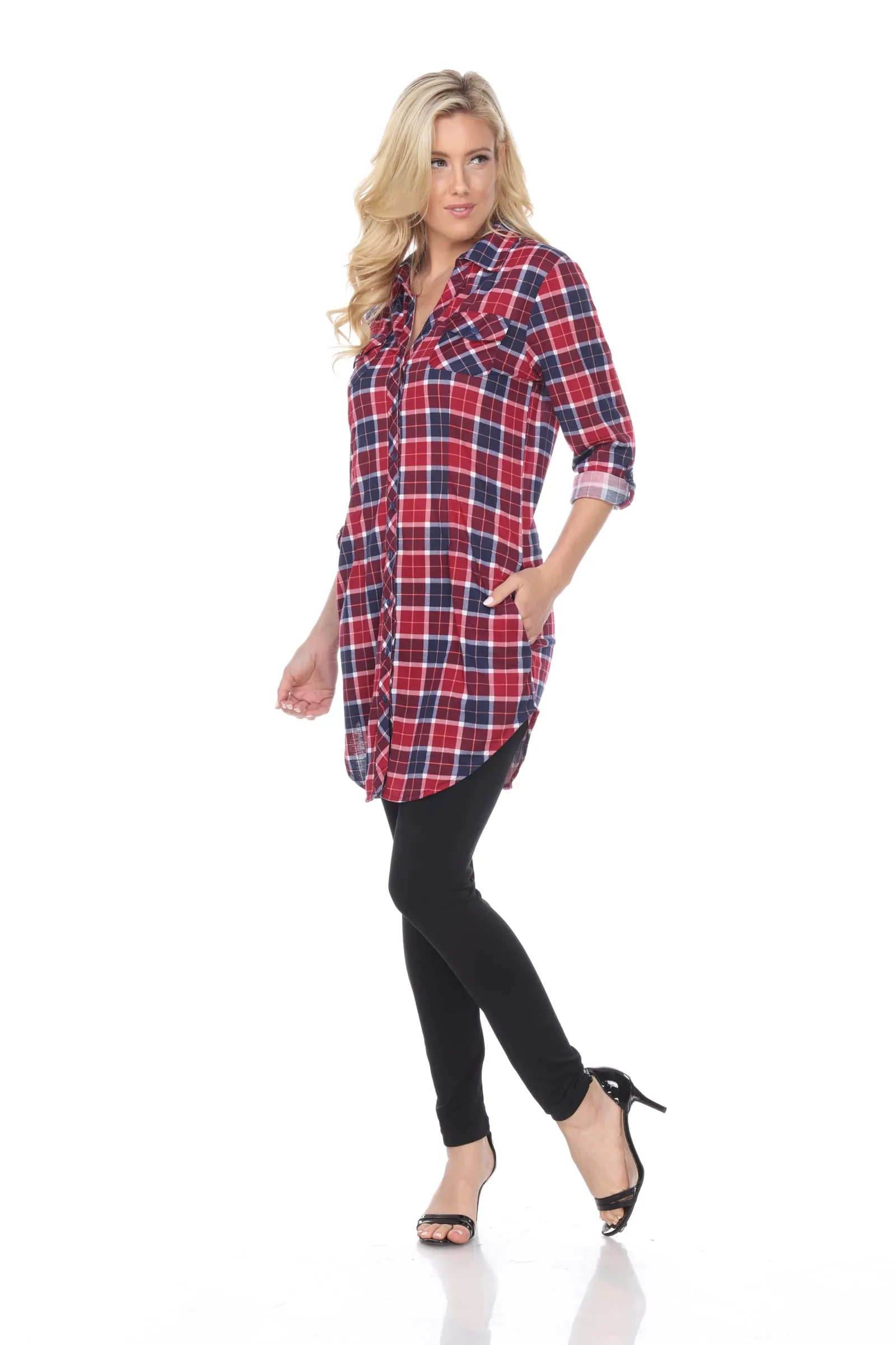 White Mark Women's Piper Stretchy Plaid Tunic sold by Zulily product image thumbnail 5