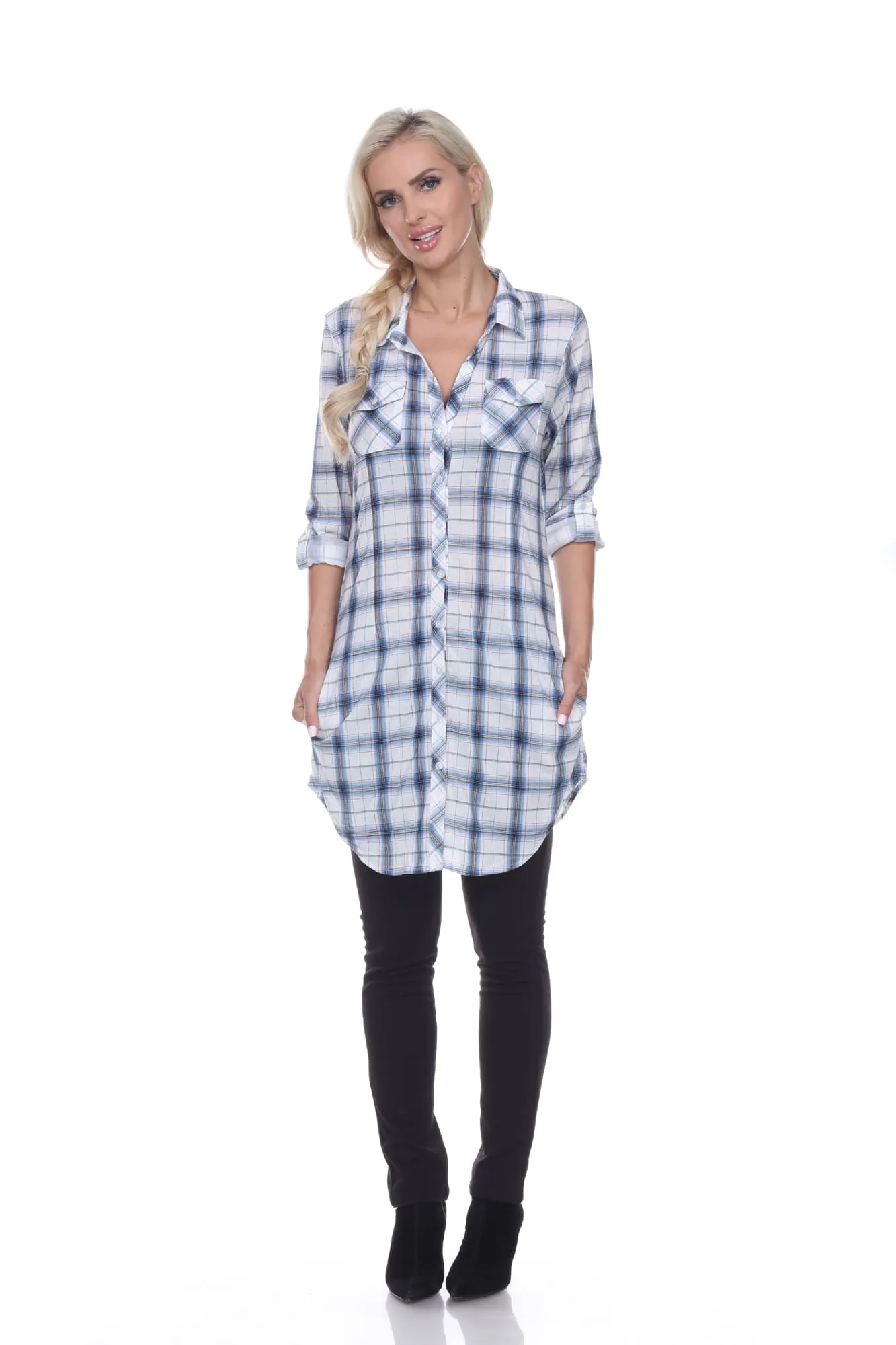 White Mark Women's Piper Stretchy Plaid Tunic sold by Zulily