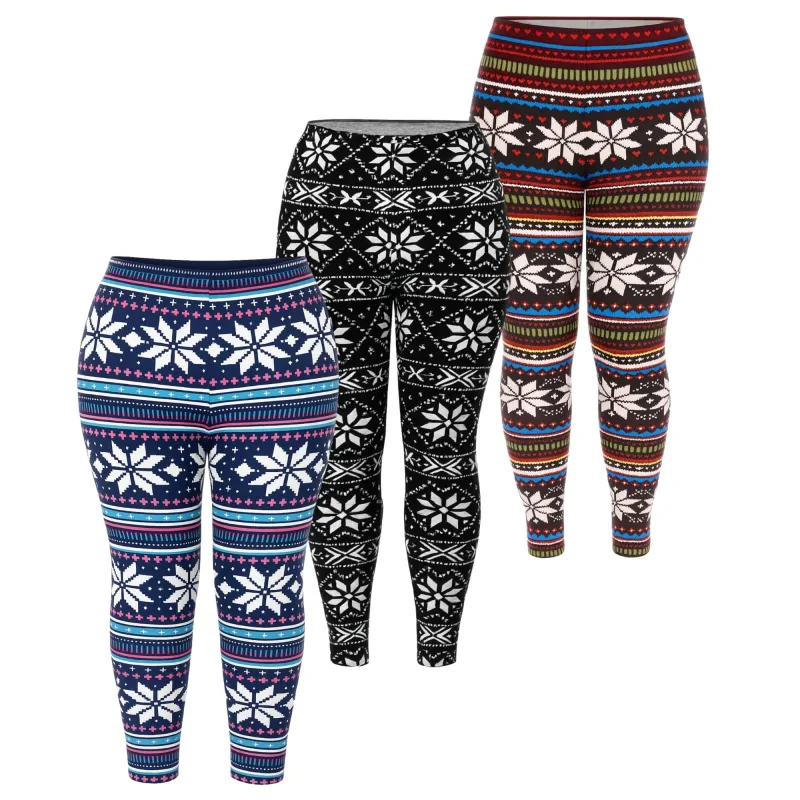White Mark Plus Size Holiday Leggings 3-Pack – Festive Prints & Cozy Styles sold by Zulily