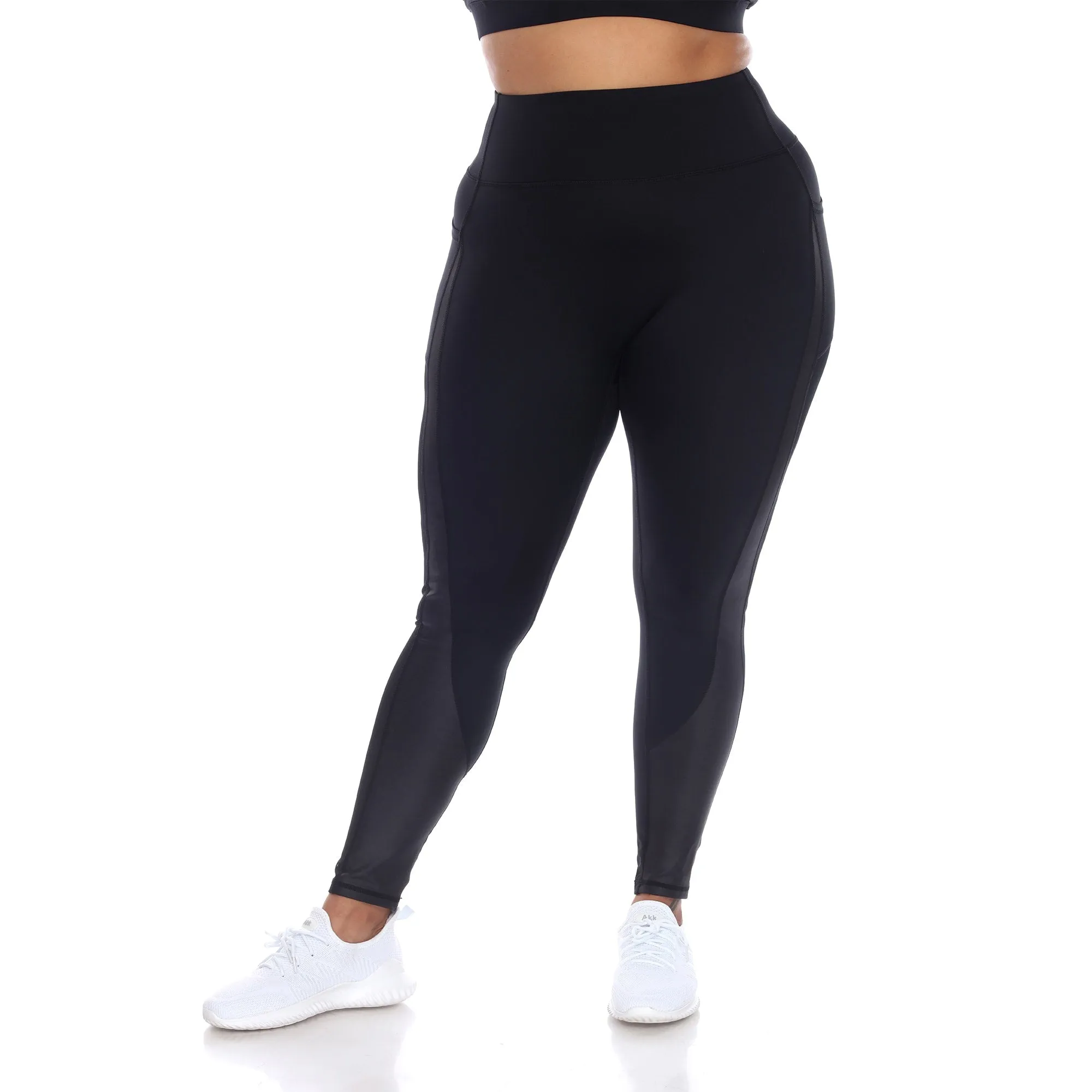 White Mark Plus Size High-Waist Mesh Fitness Leggings sold by Zulily product image thumbnail 2