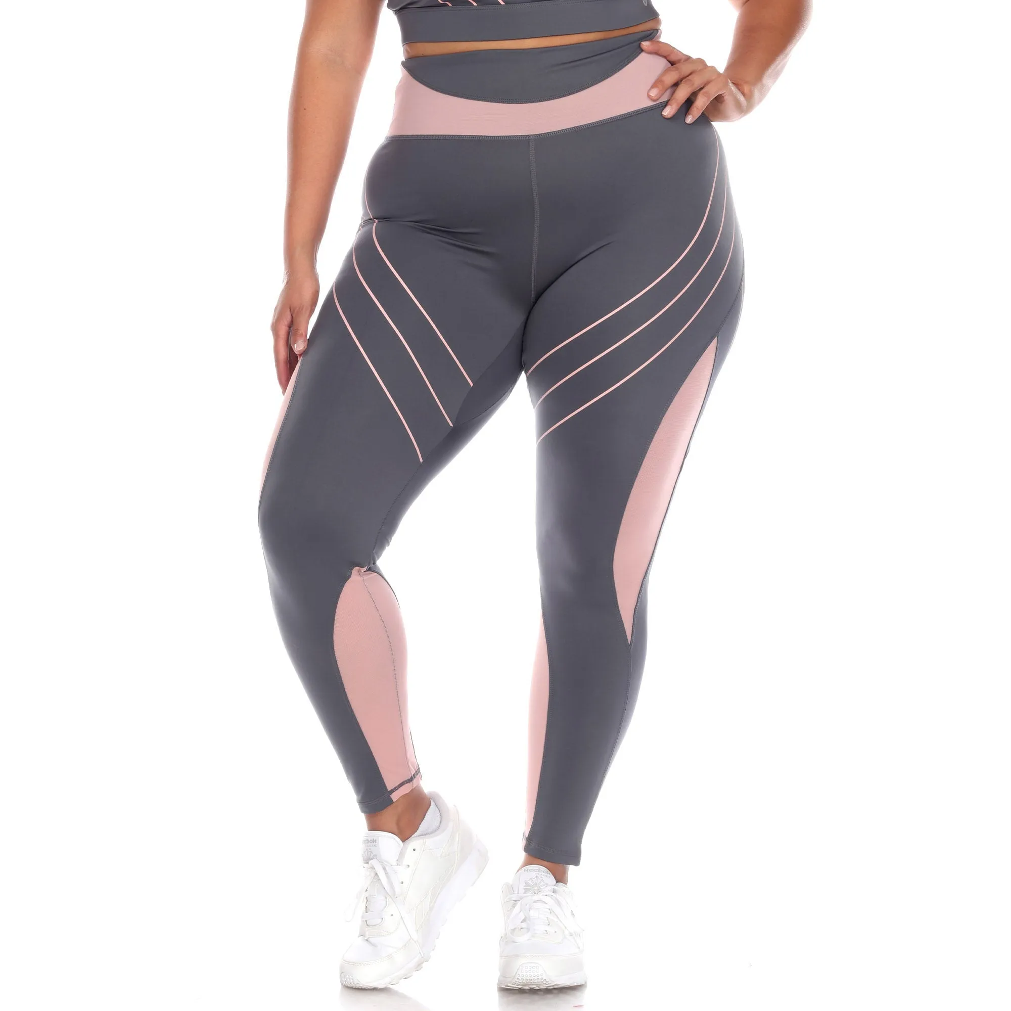 White Mark Plus Size High-Waist Reflective Piping Fitness Leggings sold by Zulily product image thumbnail 4