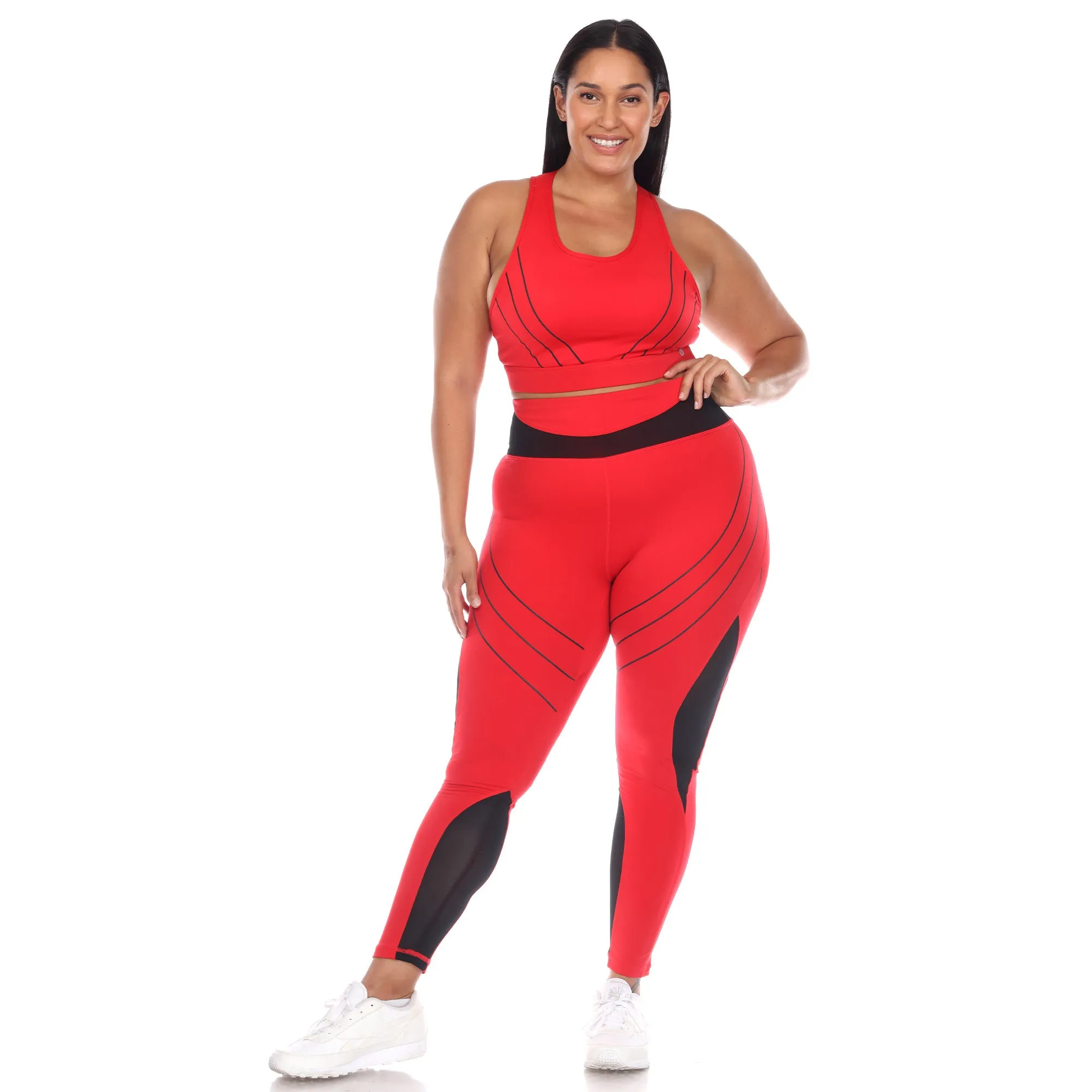 White Mark Plus Size Cut Out Back Mesh Sports Bra & Leggings Set sold by Zulily product image thumbnail 3