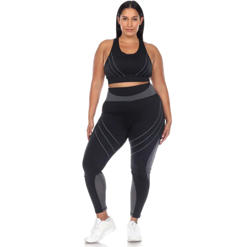 White Mark Plus Size Cut Out Back Mesh Sports Bra & Leggings Set sold by Zulily