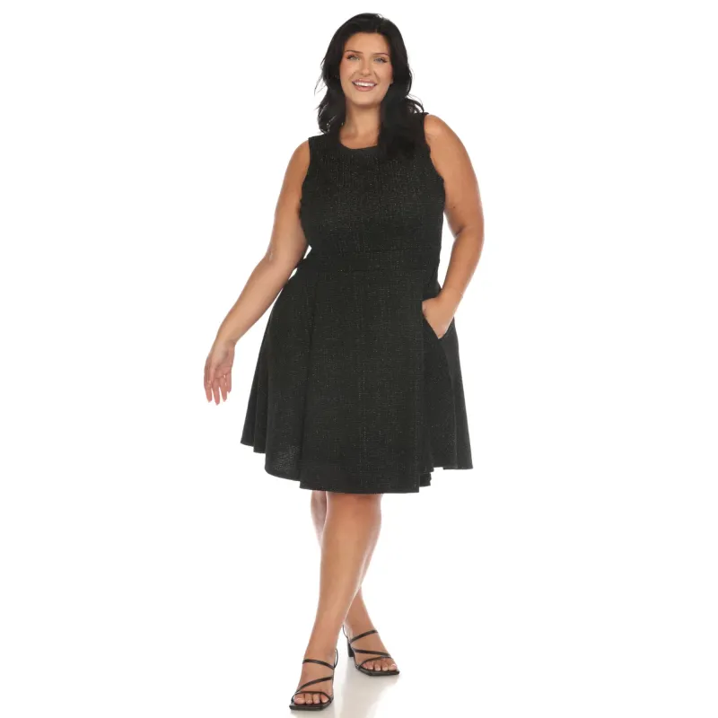 White Mark Women's Plus Size Tweed Fit and Flare Dress sold by Zulily