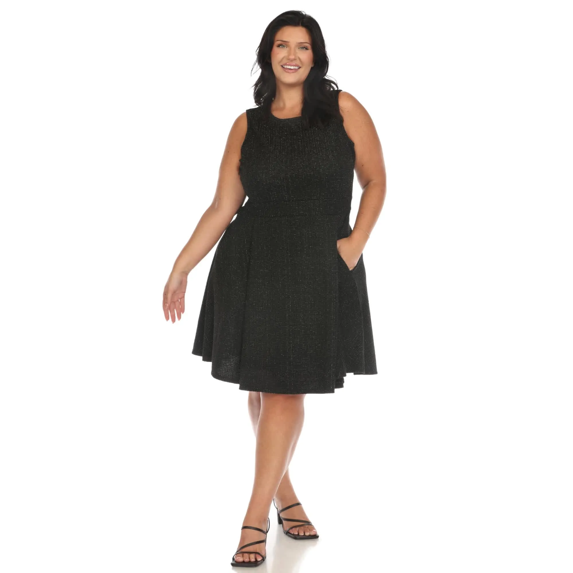White Mark Women's Plus Size Tweed Fit and Flare Dress sold by Zulily