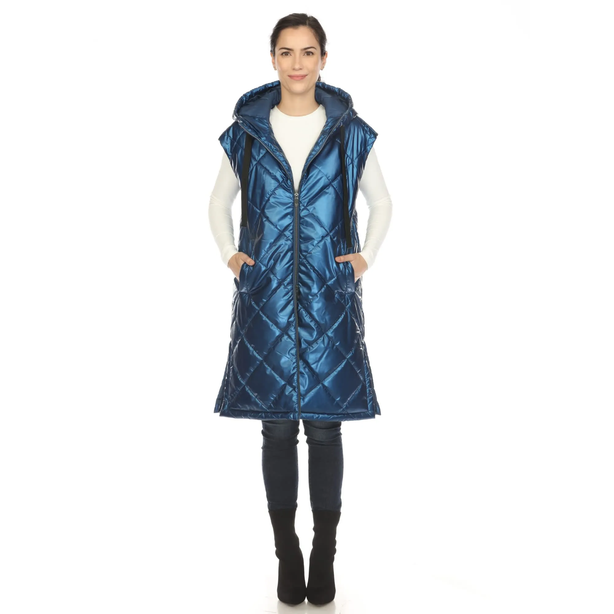 White Mark Women's Metallic Long Puffer Vest sold by Zulily