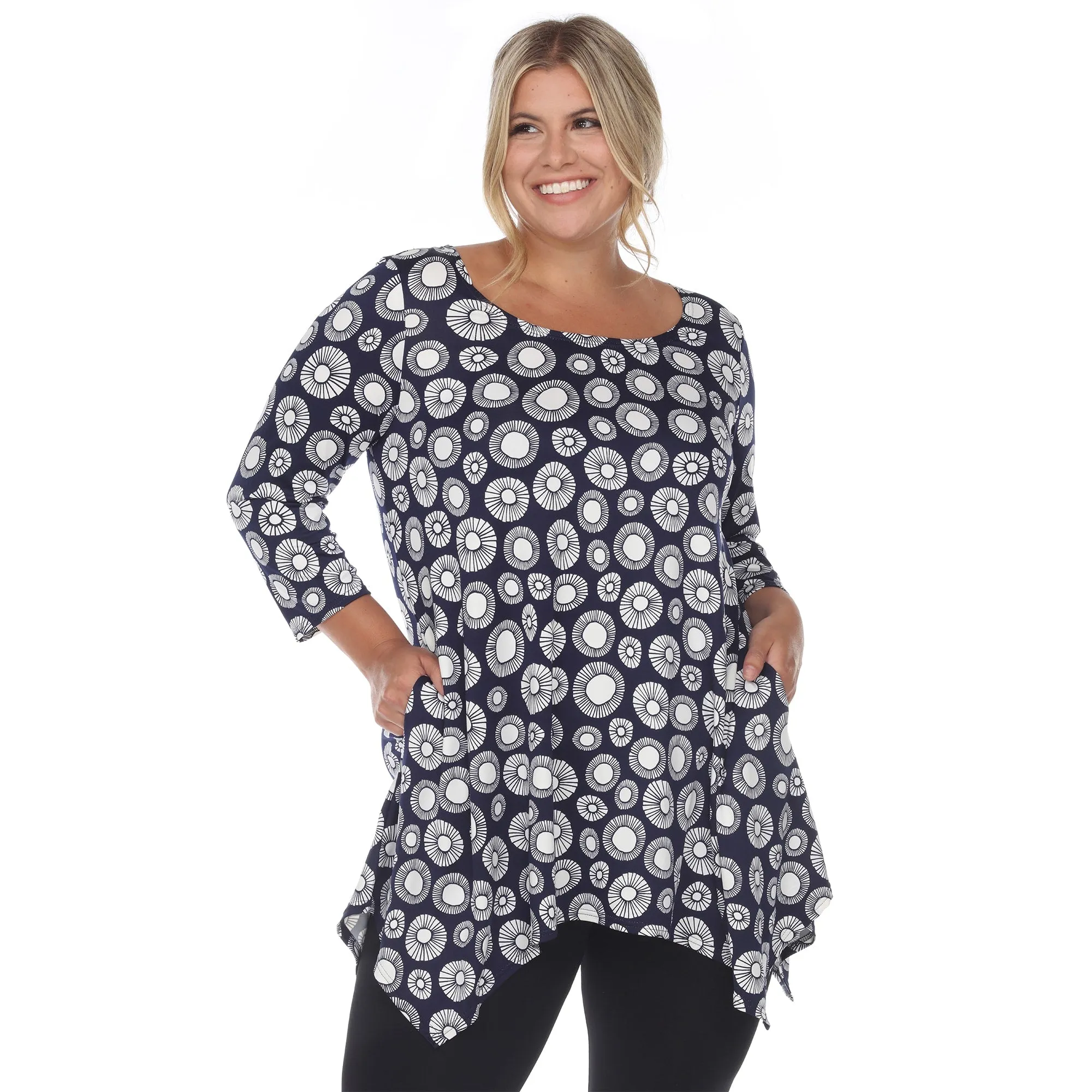 White Mark Women's Plus Size Printed Geometric Circle Tunic Top sold by Zulily product image thumbnail 2