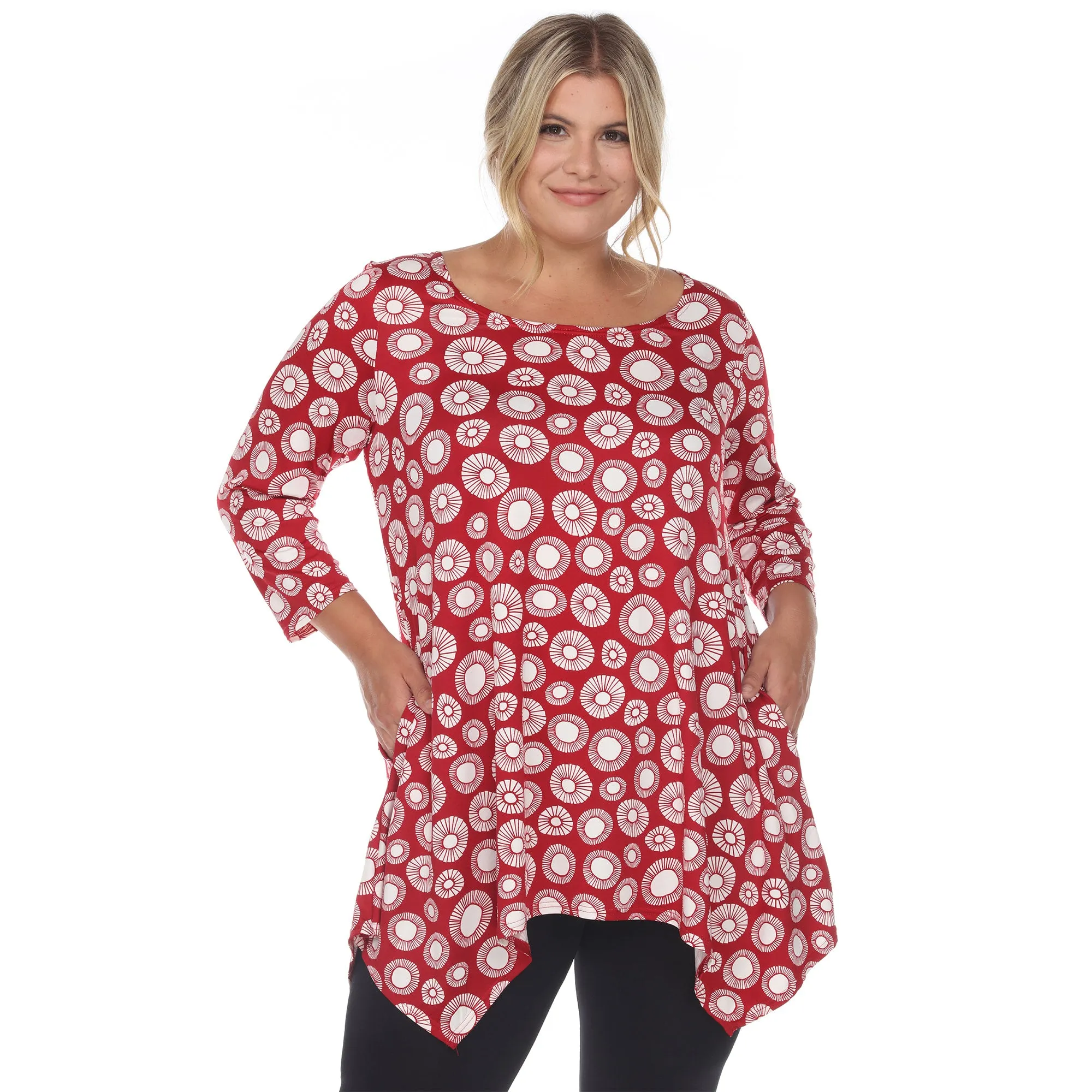 White Mark Women's Plus Size Printed Geometric Circle Tunic Top sold by Zulily product image thumbnail 4