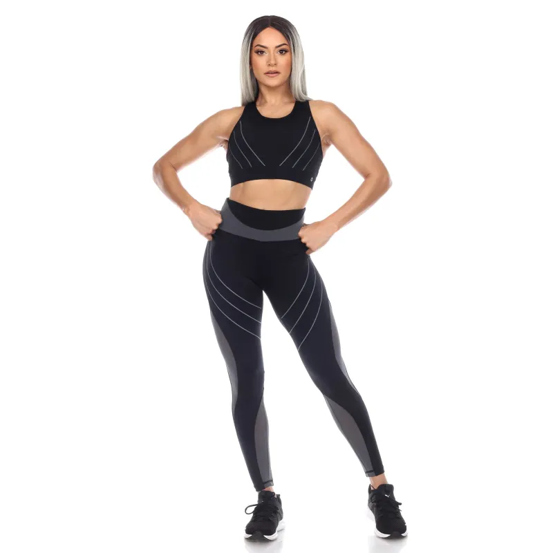White Mark Women's Cut Out Back Mesh Sports Bra & Leggings Set sold by Zulily