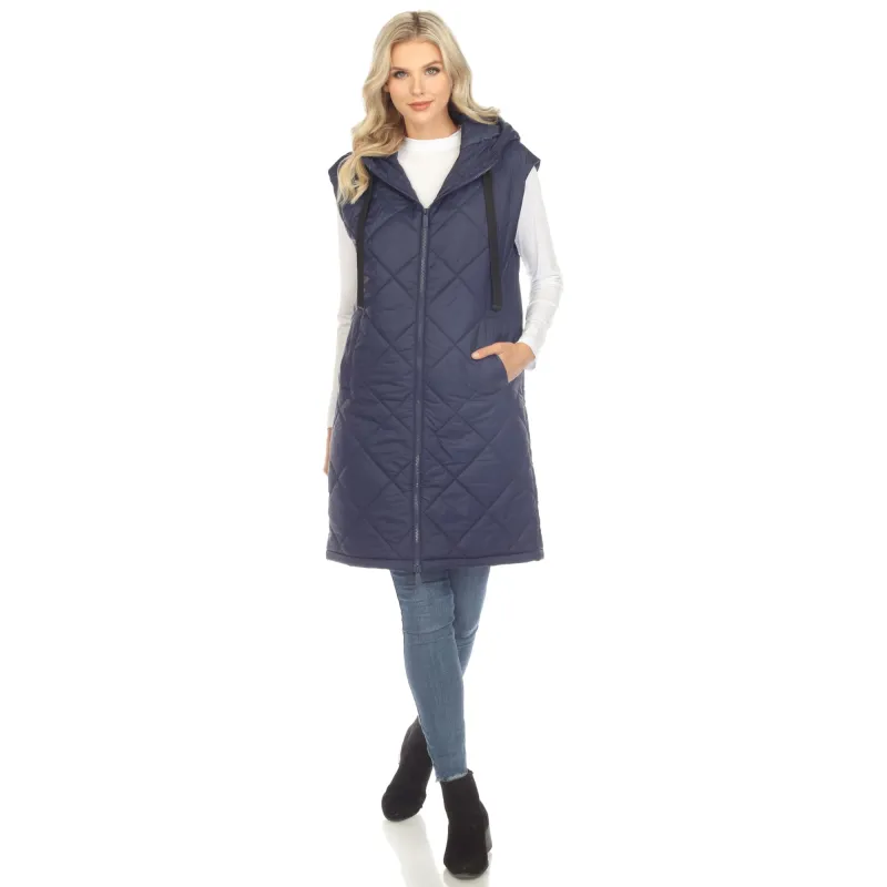 White Mark Women's Diamond Quilted Hooded Puffer Vest sold by Zulily
