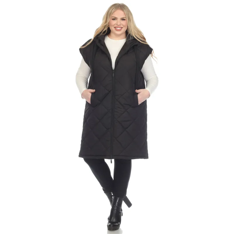 White Mark Women's Plus Size Diamond Quilted Hooded Puffer Vest sold by Zulily