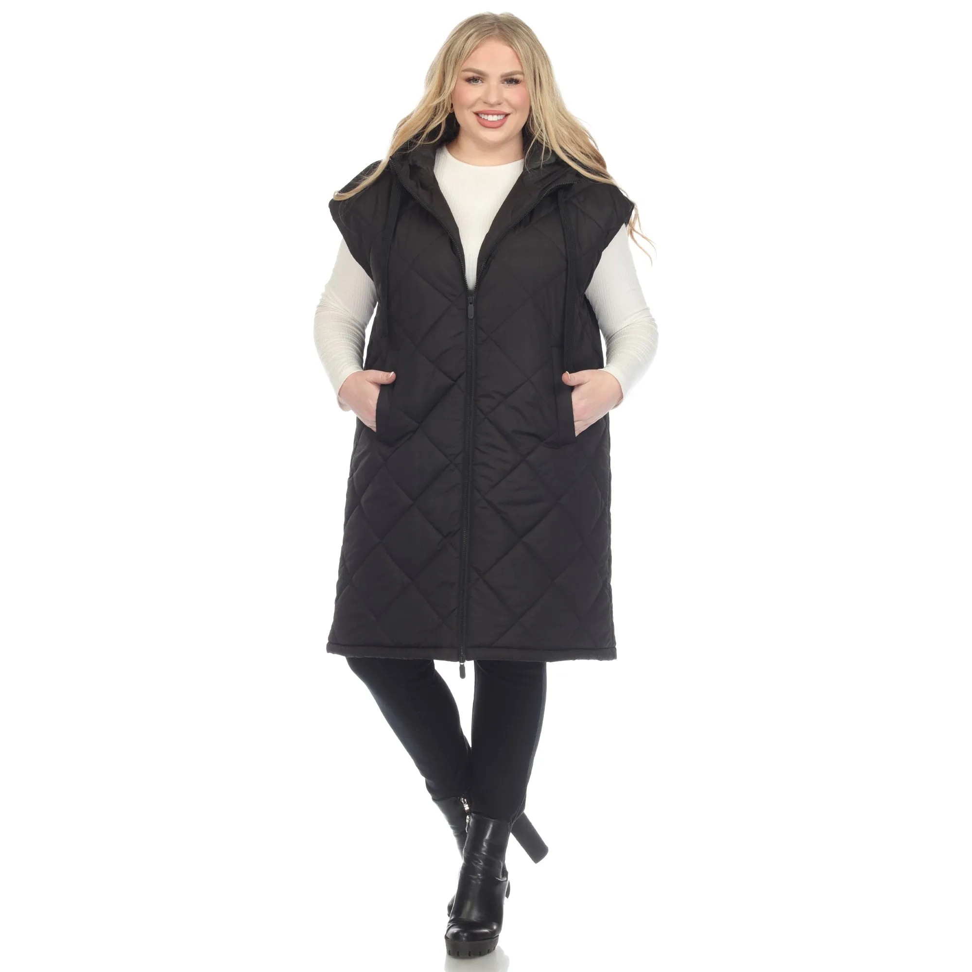 White Mark Women's Plus Size Diamond Quilted Hooded Puffer Vest sold by Zulily