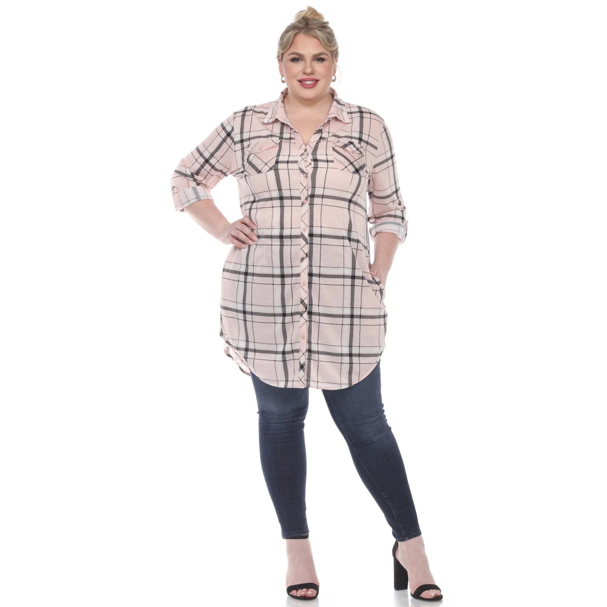 White Mark Women's Plus Size Windowpane Plaid Tunic Top sold by Zulily product image thumbnail 5