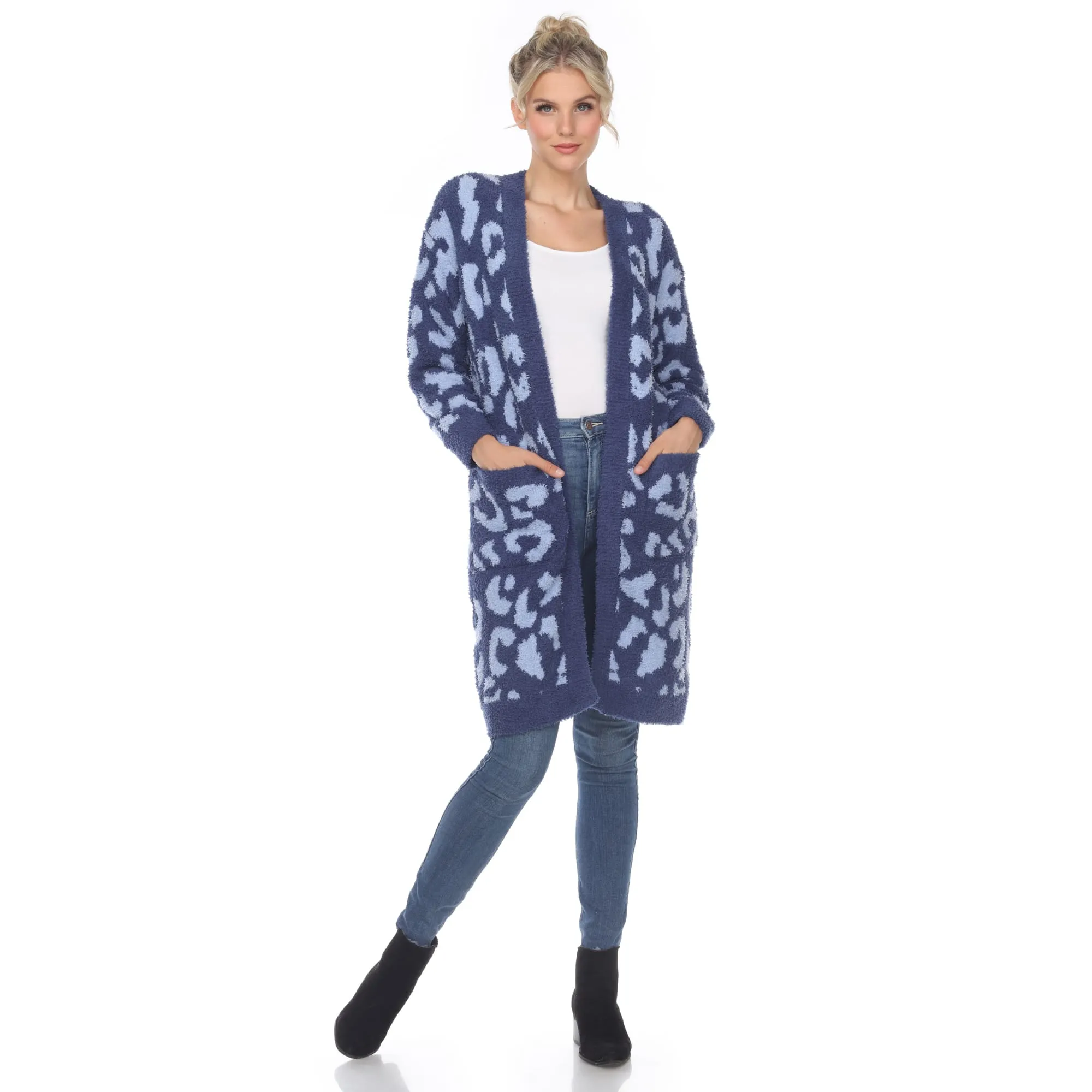 White Mark Women's Leopard Print Open Front Sherpa Coat sold by Zulily product image thumbnail 4