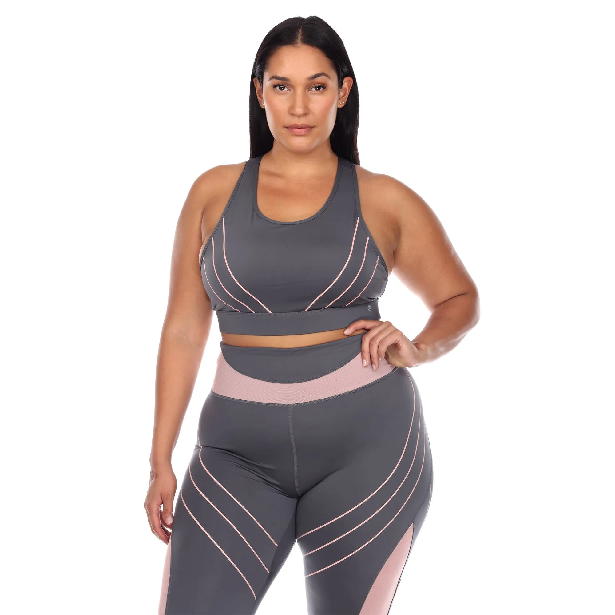 White Mark Plus Size Cut Out Back Mesh Sports Bra sold by Zulily product image thumbnail 3