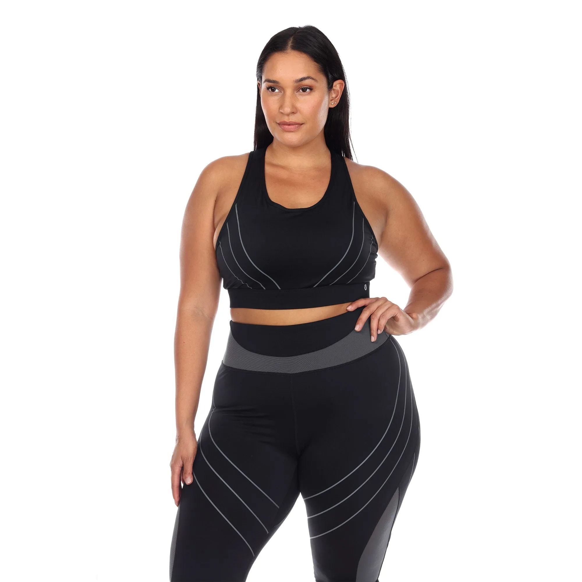 White Mark Plus Size Cut Out Back Mesh Sports Bra sold by Zulily product image thumbnail 4