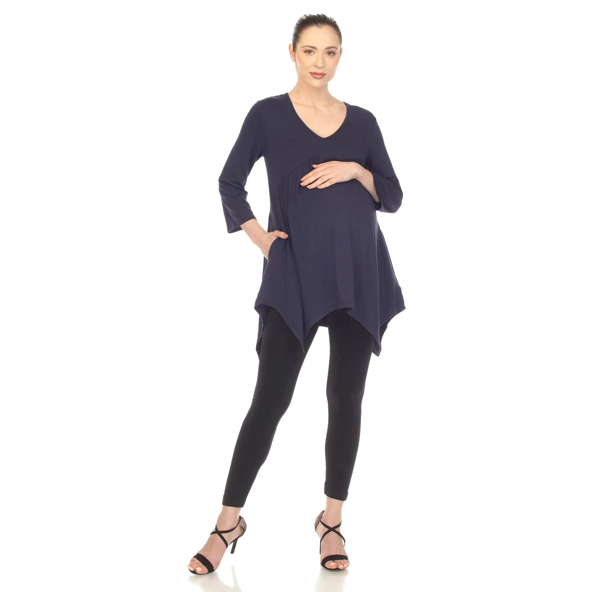 White Mark Maternity Empire Waist V-Neck Tunic Top sold by Zulily product image thumbnail 5