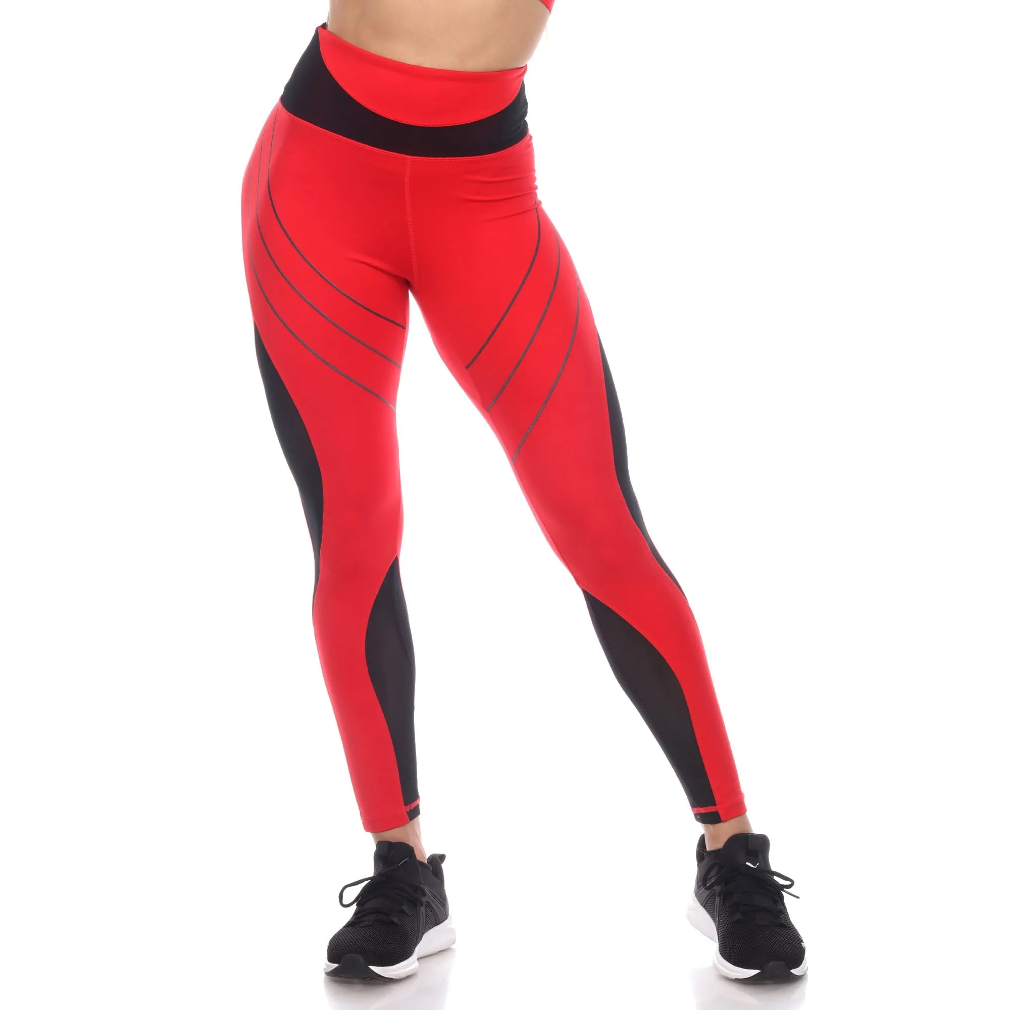 White Mark Women's High-Waist Reflective Piping Fitness Leggings sold by Zulily product image thumbnail 4
