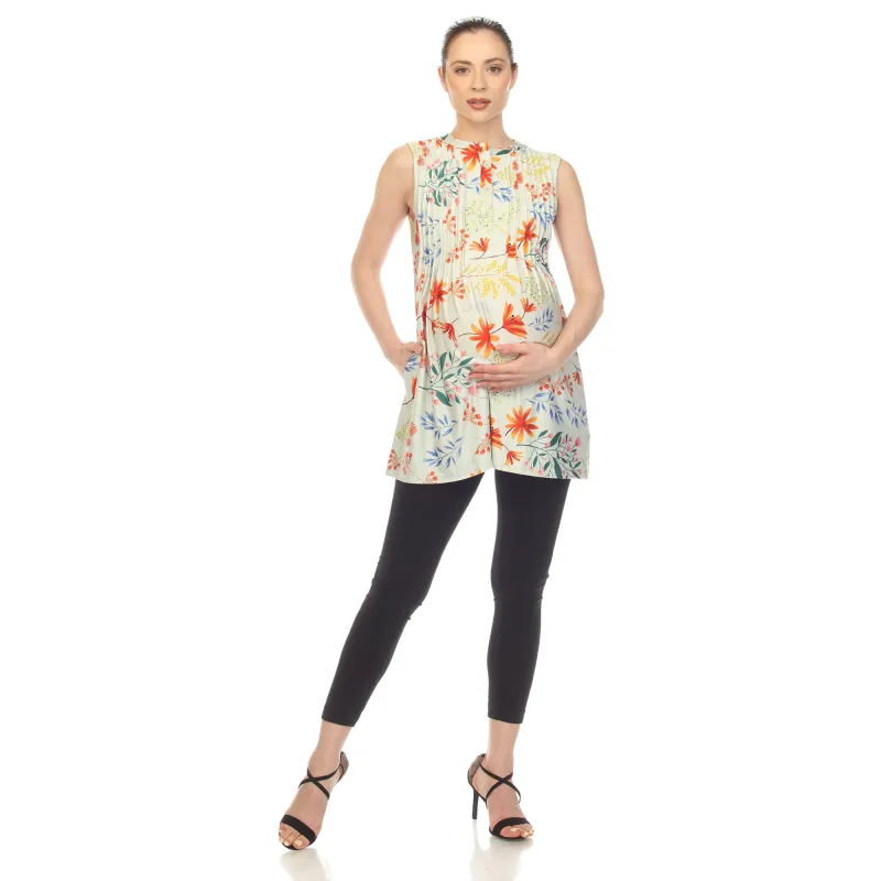 White Mark Maternity Floral Sleeveless Tunic Top sold by Zulily