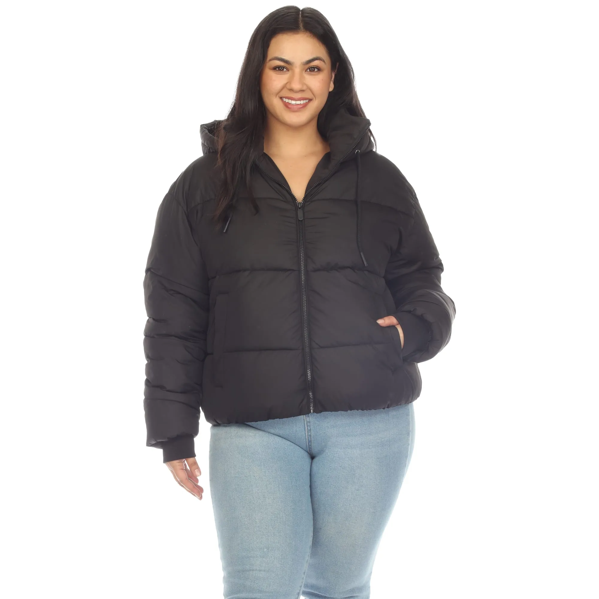 White Mark Women's Plus Size Full Front Zip Hooded Bomber Puffer Coat sold by Zulily