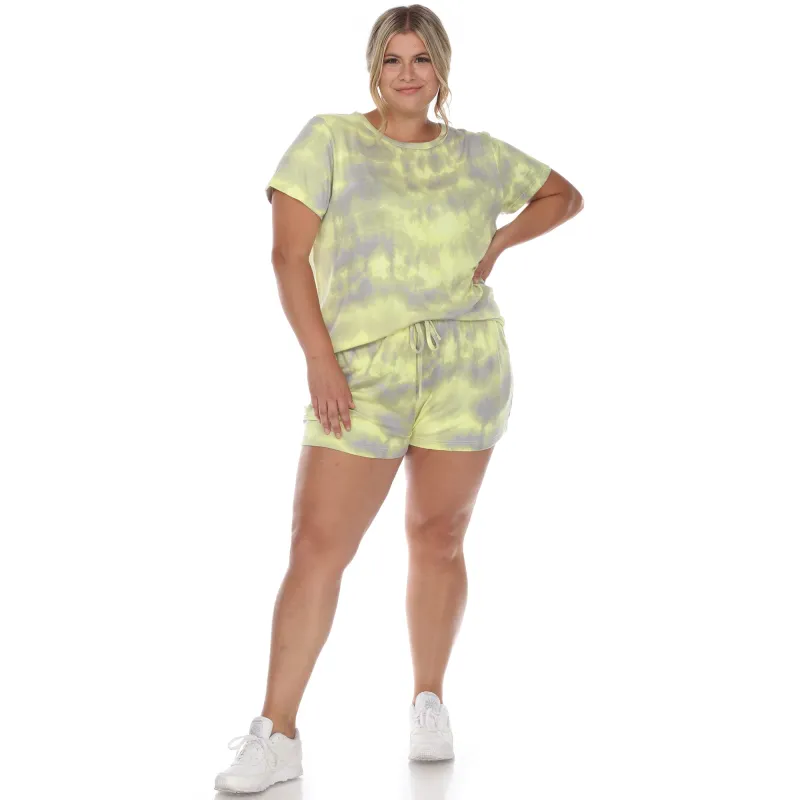 White Mark Women's Plus Size 2 Piece Top & Shorts Lounge Set sold by Zulily