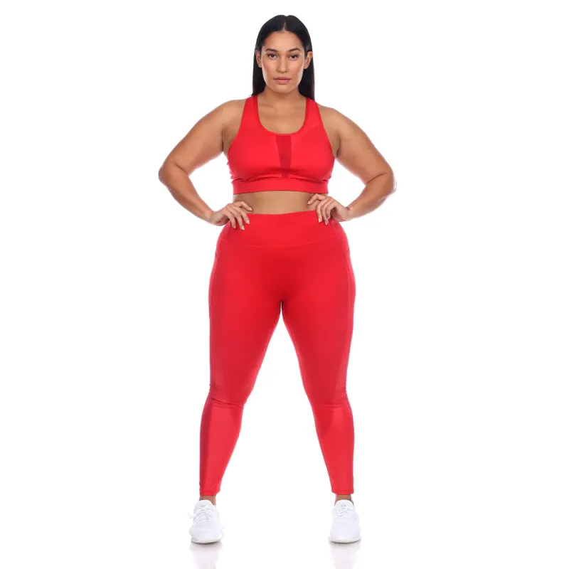 White Mark Plus Size Racer Back Sports Bra & Mesh Leggings Set sold by Zulily