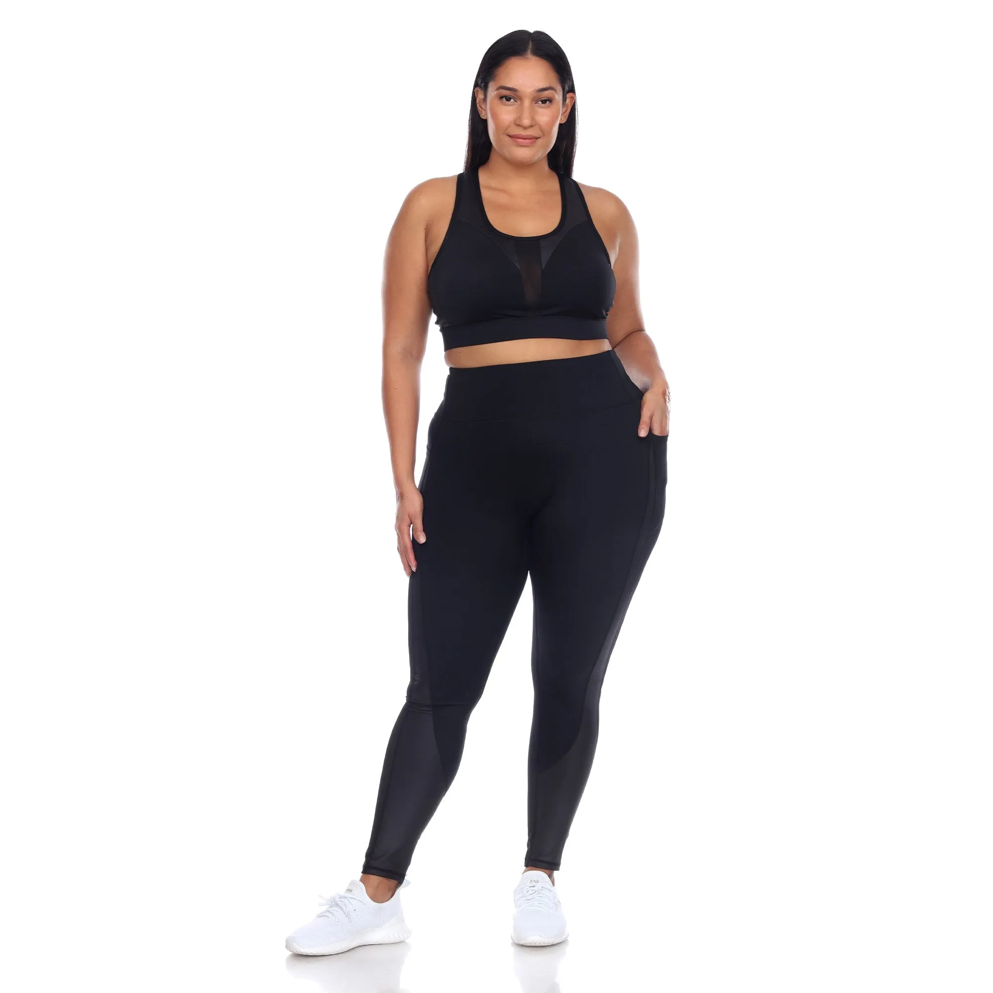 White Mark Plus Size Racer Back Sports Bra & Mesh Leggings Set sold by Zulily product image thumbnail 3
