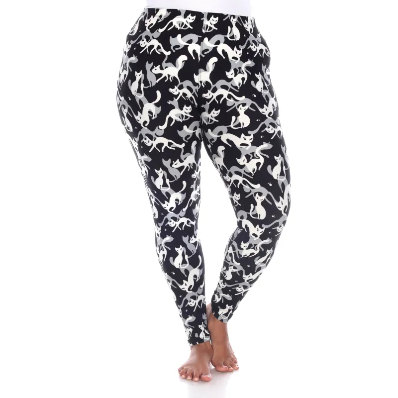 White Mark Plus Size Super Soft Cat Printed Leggings made by White Mark