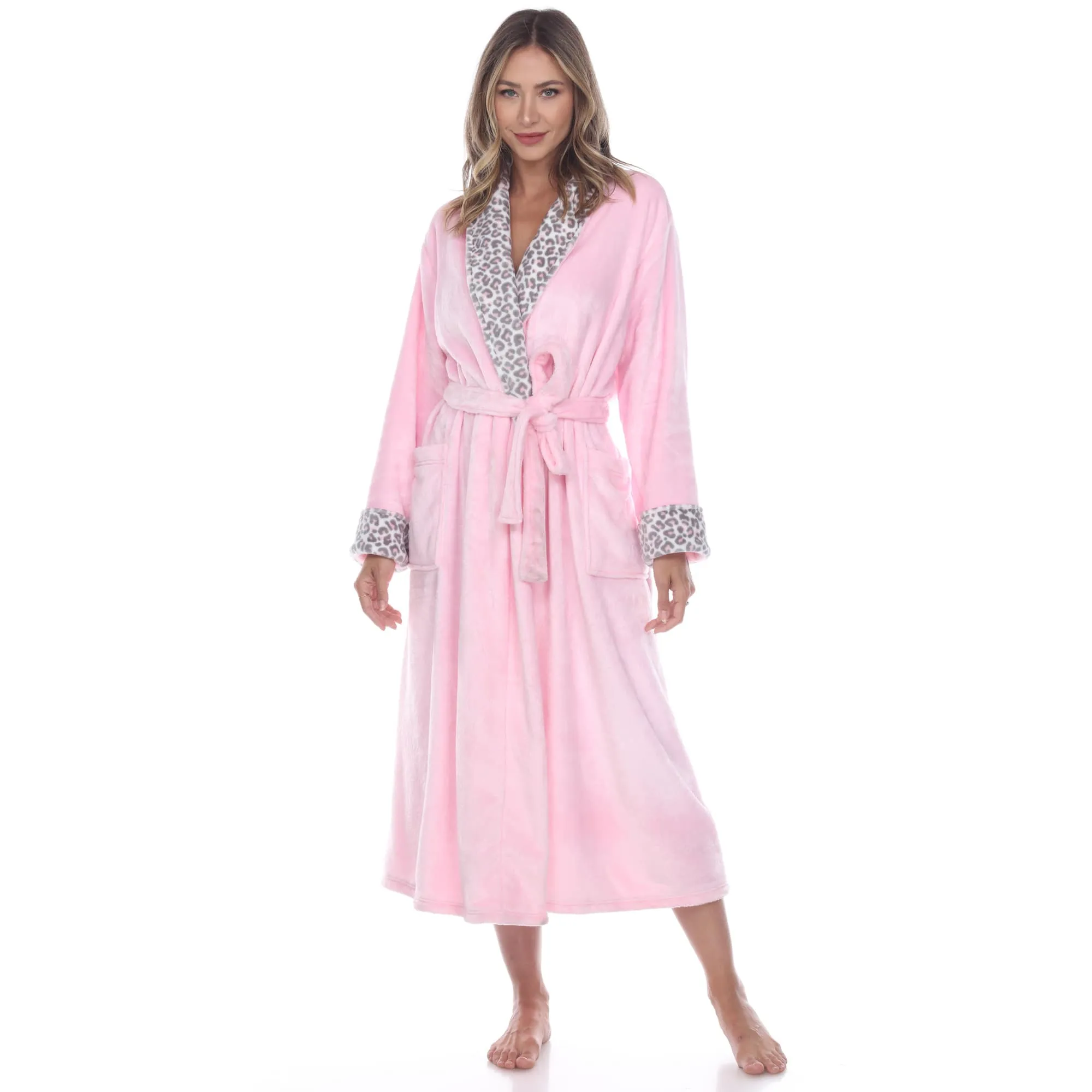 White Mark Cozy Leopard Print Lounge Robe sold by Zulily product image thumbnail 2