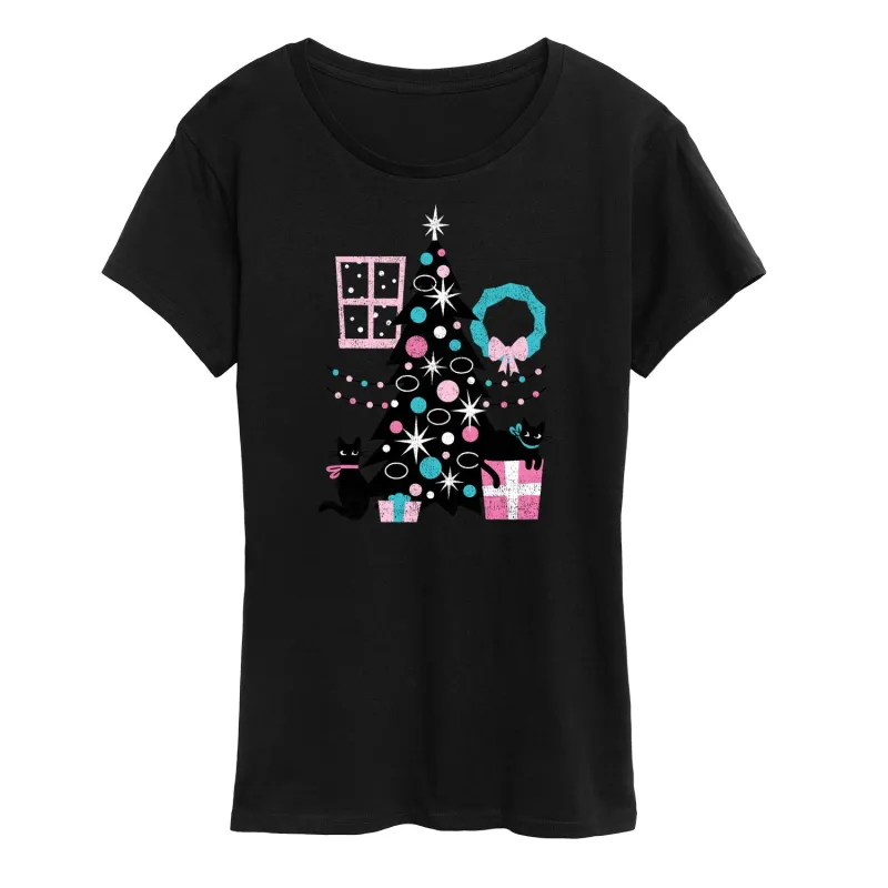 Instant Message - Christmas - Cats, Tree, & Décor - Women's Short Sleeve Graphic T-Shirt sold by Zulily