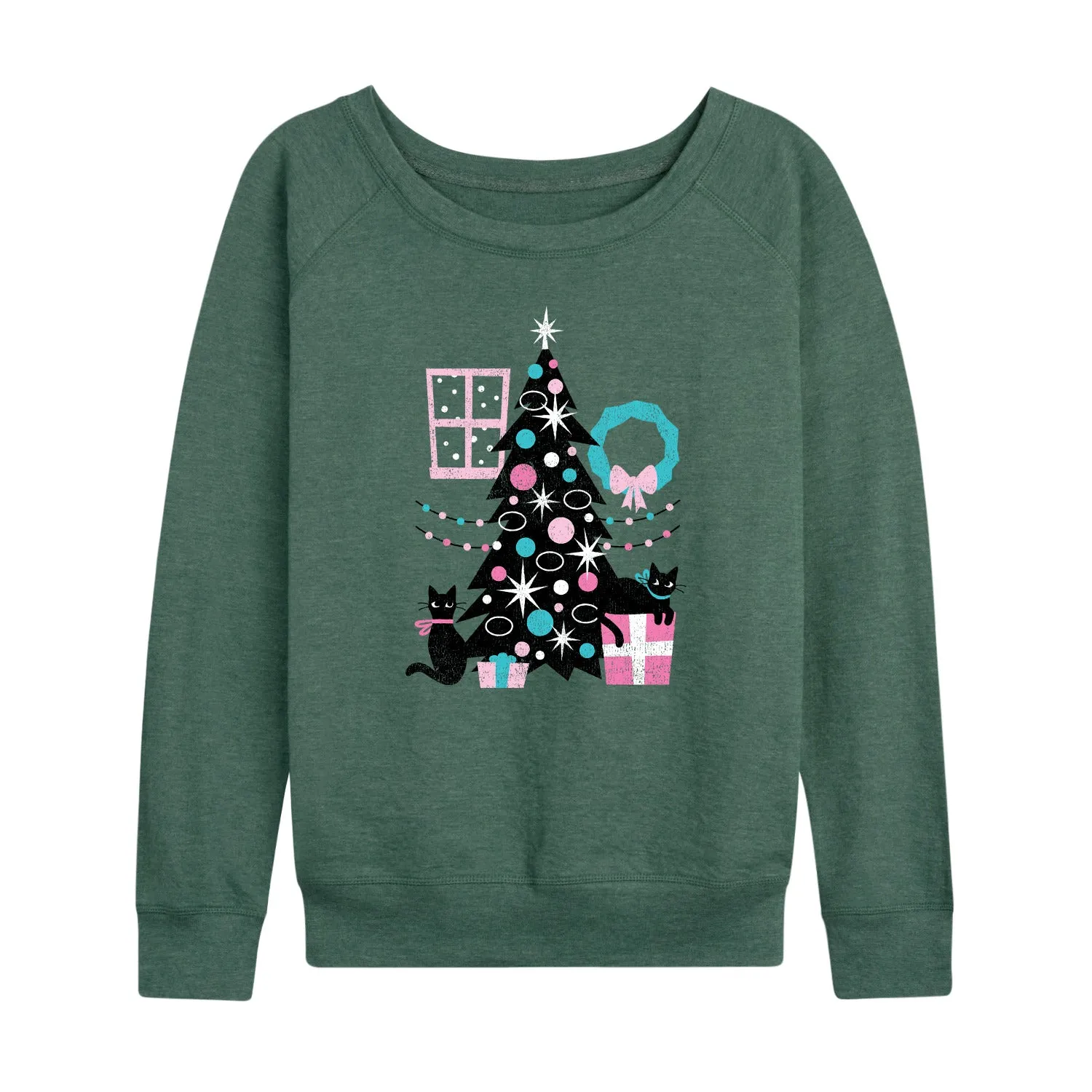 Instant Message - Christmas - Cats, Tree, & Décor - Women's Lightweight French Terry Long Sleeve Shirt sold by Zulily product image thumbnail 2