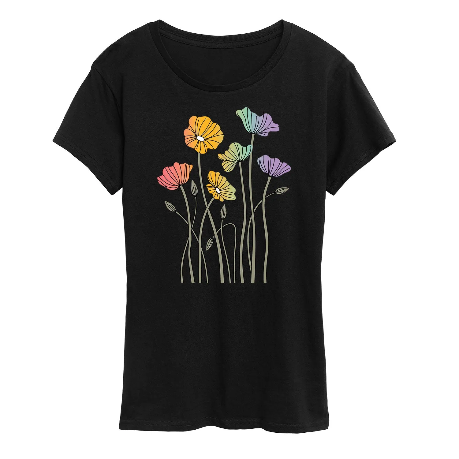 Instant Message - Rainbow Poppies - Women's Short Sleeve Graphic T-Shirt sold by Zulily