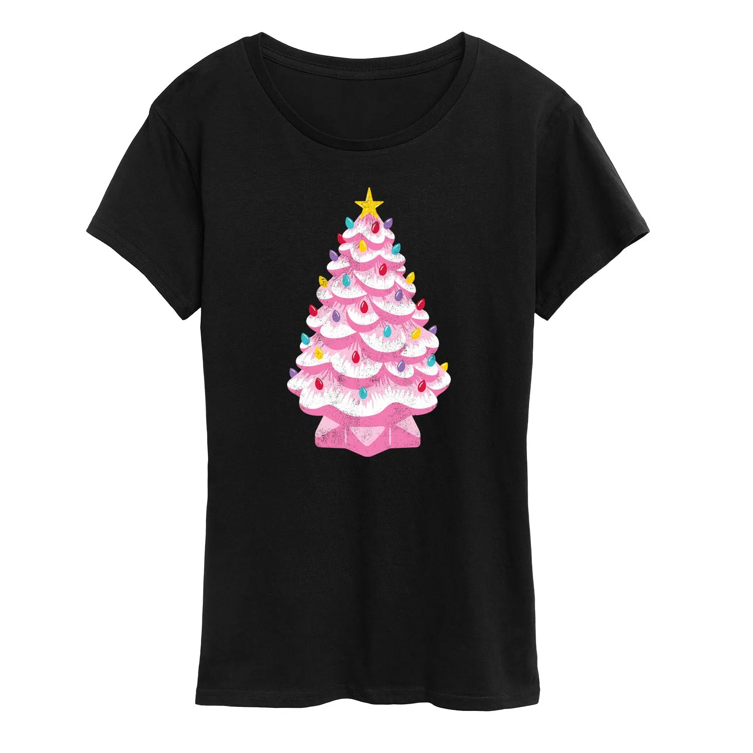Instant Message - Retro Pink Christmas Tree - Women's Short Sleeve Graphic T-shirt sold by Zulily product image thumbnail 2
