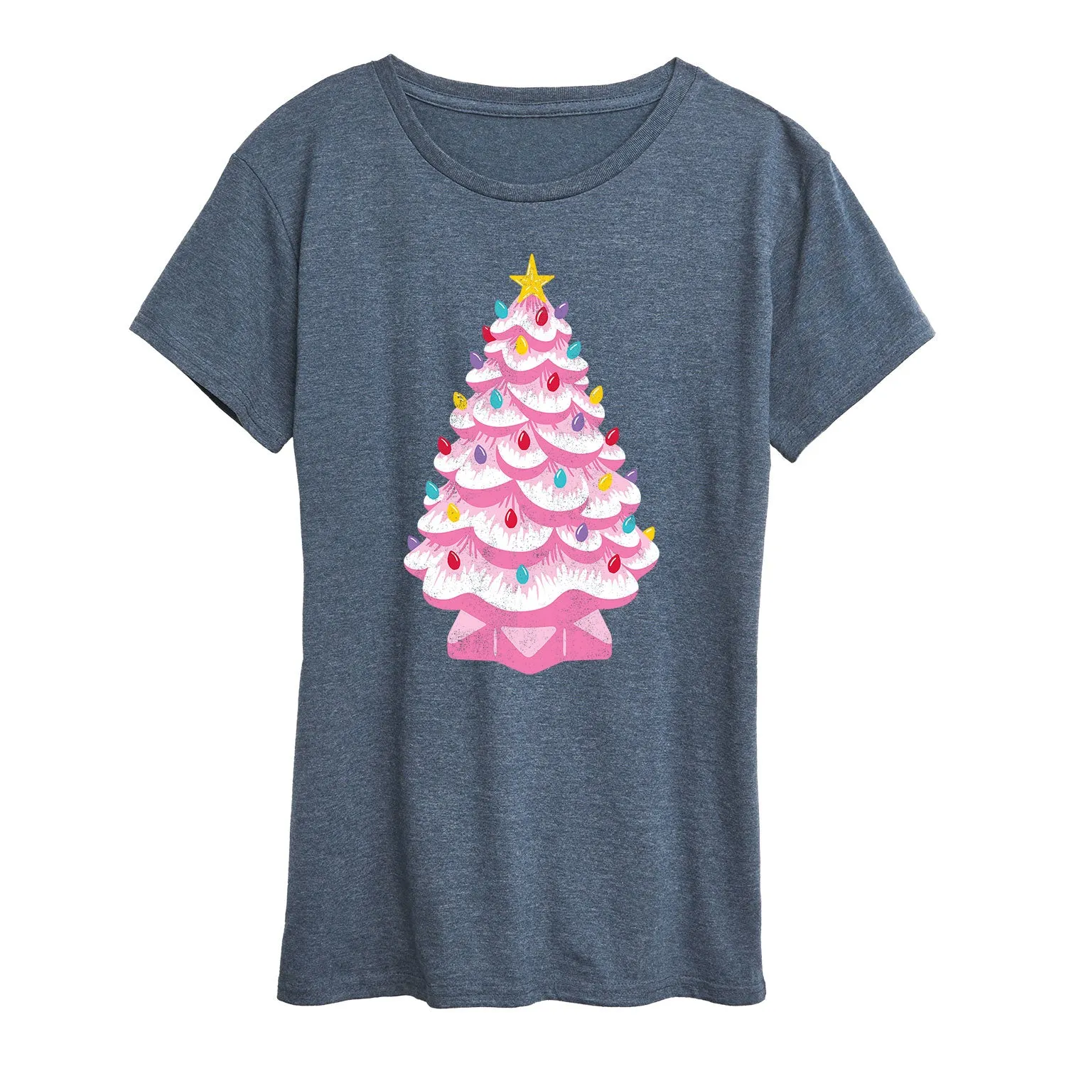 Instant Message - Retro Pink Christmas Tree - Women's Short Sleeve Graphic T-shirt sold by Zulily product image thumbnail 3