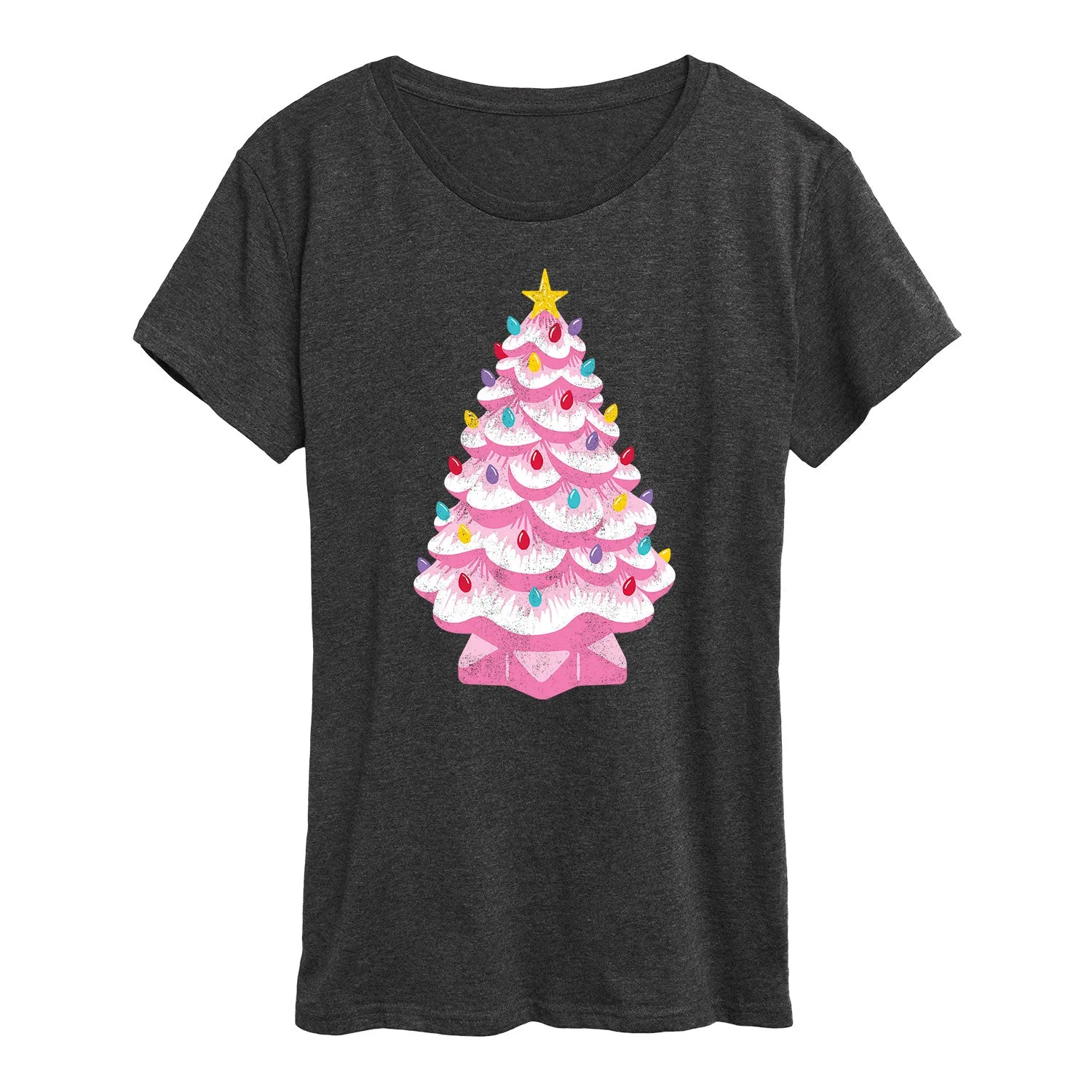 Instant Message - Retro Pink Christmas Tree - Women's Short Sleeve Graphic T-shirt sold by Zulily product image thumbnail 4