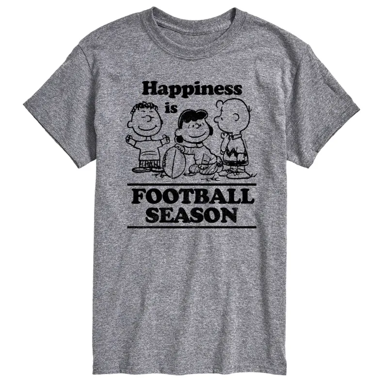 Peanuts - Happiness is Football - Men's Short Sleeve Graphic T-shirt made by Peanuts
