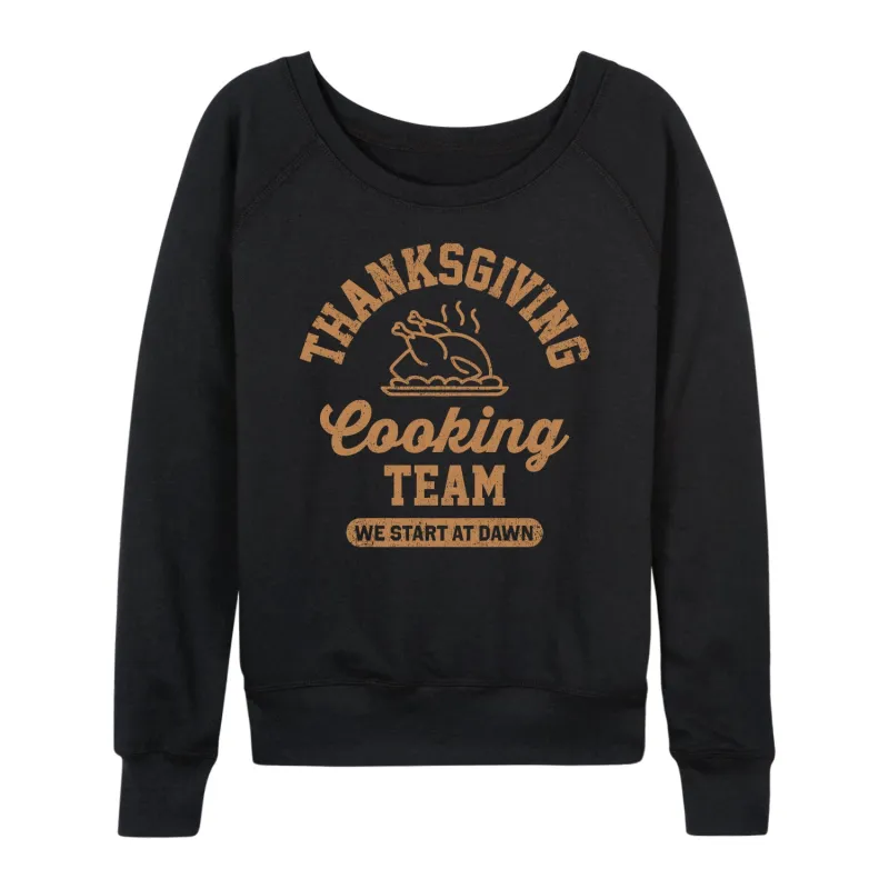 Instant Message - Thanksgiving Cooking Team - Women's French Terry Long Sleeve Pullover made by Zulily