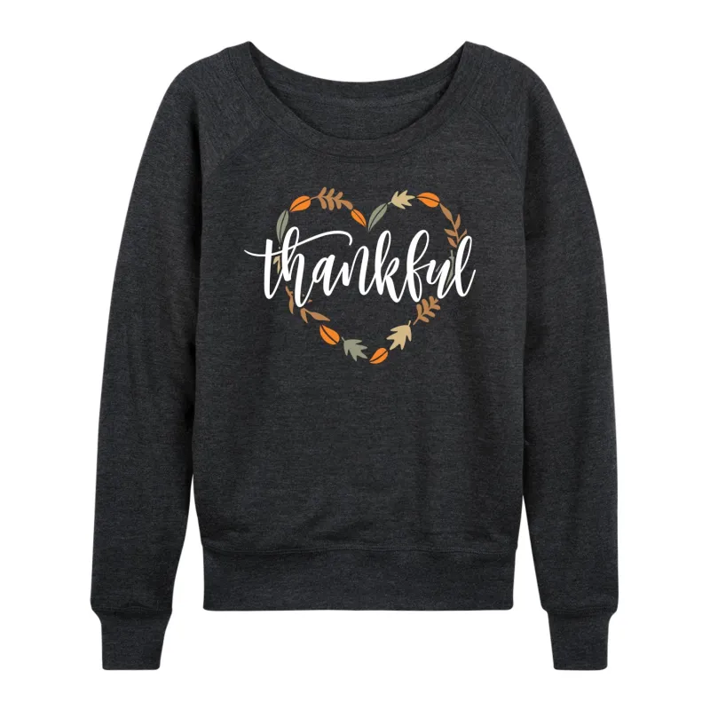 Instant Message - Thankful Leaf Heart - Women's French Terry Long Sleeve Pullover sold by Zulily