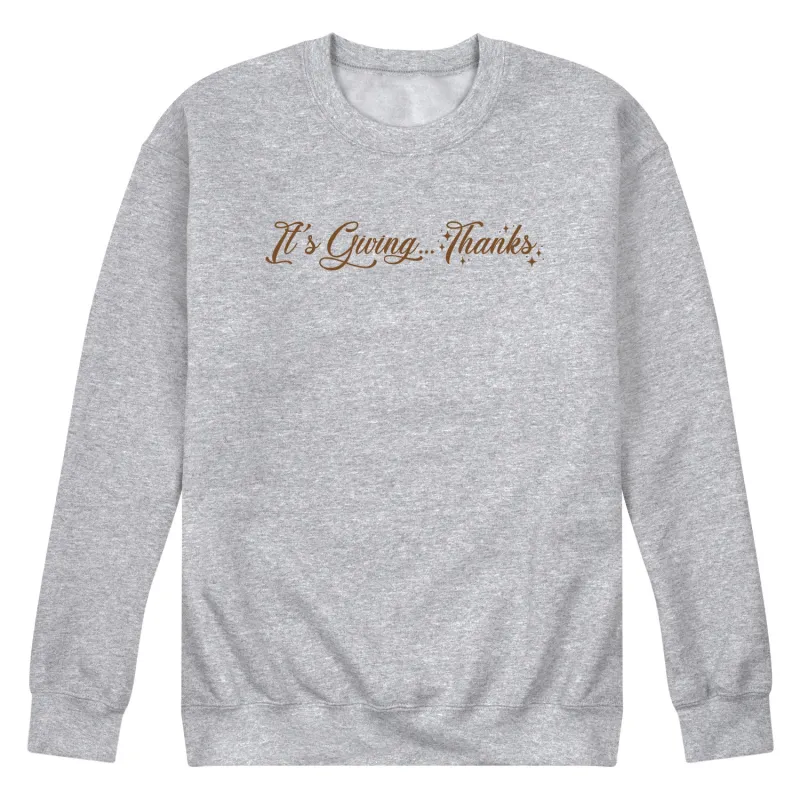 Instant Message - Its Giving Thanks - Men's Long Sleeve Crew Fleece Sweatshirt sold by Zulily