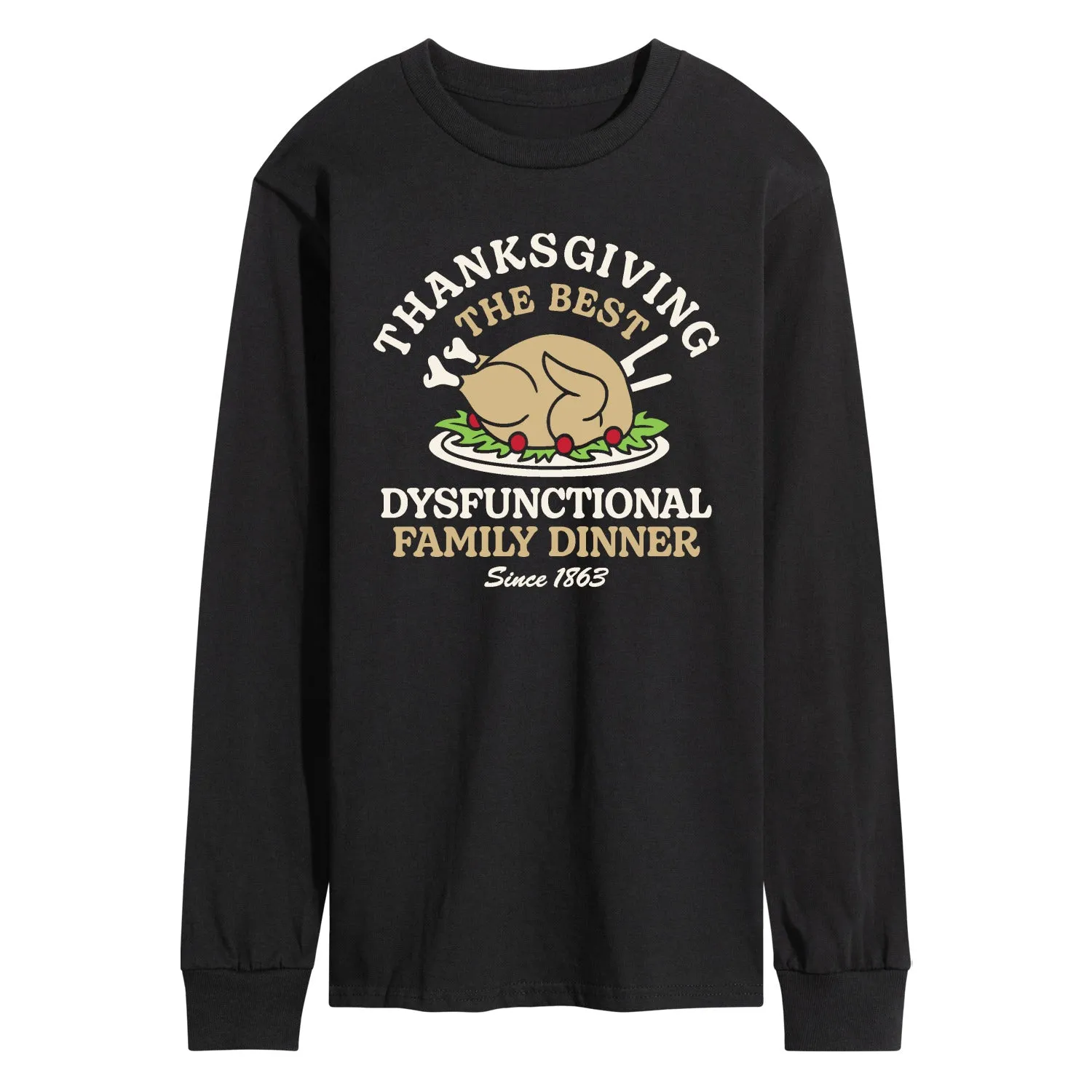 Instant Message - Thanksgiving Fam Dinner - Men's Long Sleeve Graphic T-shirt sold by Zulily