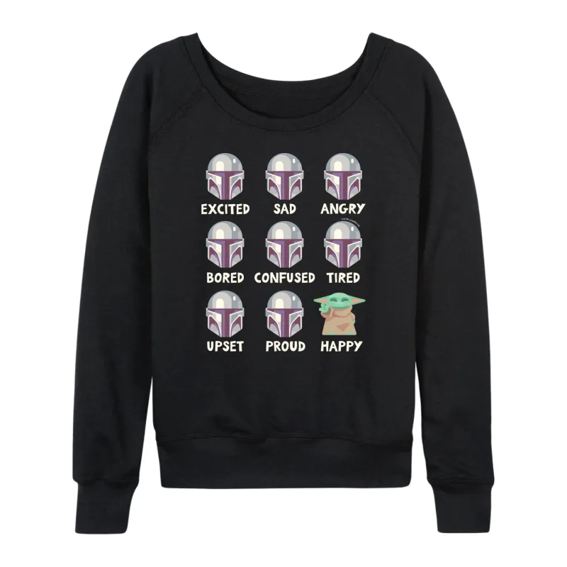 Star Wars - The Mandalorian Mandalorian Moods - Wo Men's French Terry Long Sleeve Pullover made by Star Wars