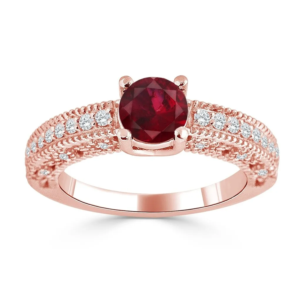 Auriya 14K Gold 3/4ct Ruby and 1/3ct TDW Diamond Engagement Ring (H-I, SI1-SI2) - Red sold by Zulily product image thumbnail 3