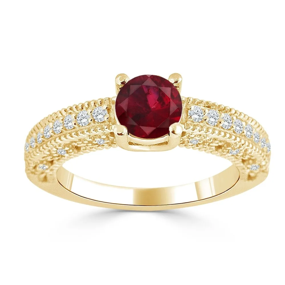 Auriya 14K Gold 3/4ct Ruby and 1/3ct TDW Diamond Engagement Ring (H-I, SI1-SI2) - Red sold by Zulily product image thumbnail 2