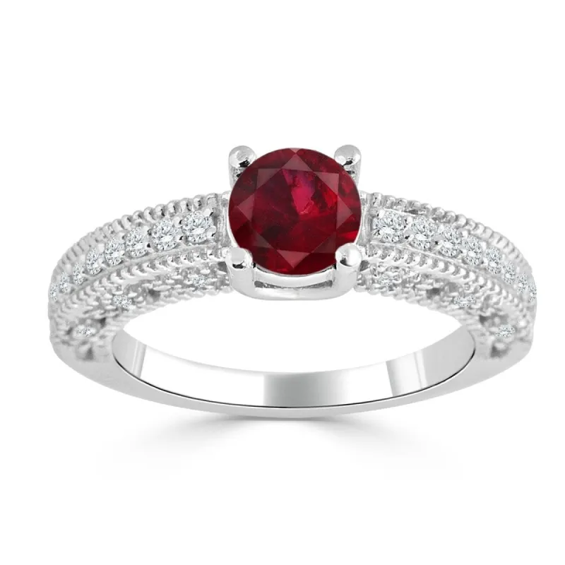 Auriya 14K Gold 3/4ct Ruby and 1/3ct TDW Diamond Engagement Ring (H-I, SI1-SI2) - Red sold by Zulily