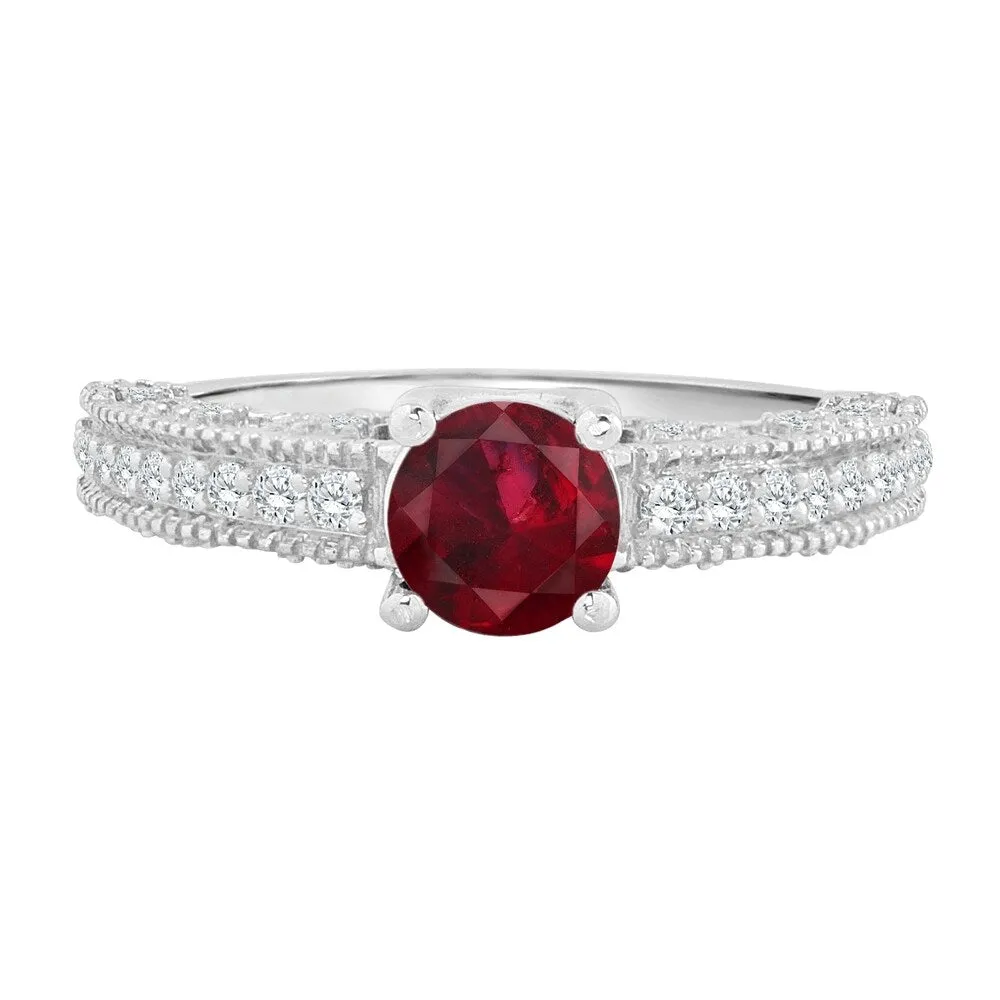 Auriya 14K Gold 3/4ct Ruby and 1/3ct TDW Diamond Engagement Ring (H-I, SI1-SI2) - Red sold by Zulily product image thumbnail 4