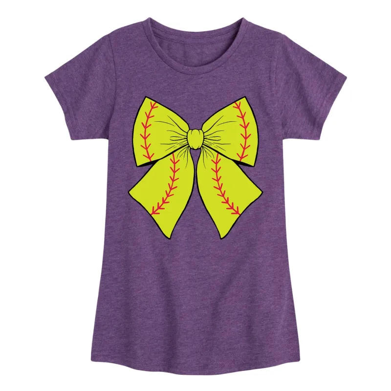 Instant Message - Softball Bow -Youth Girls Short Sleeve T-Shirt sold by Zulily
